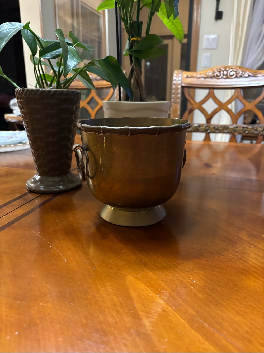 Vintage Brass Decorative Bamboo Design Ice Bucket or Planter